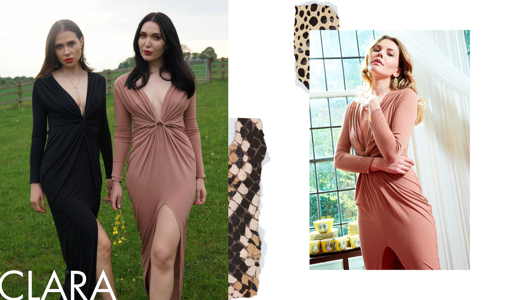 CLARA rose gold midi knot dress