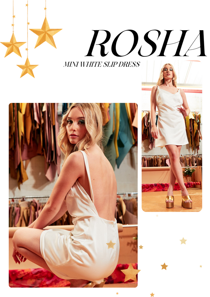 rosha white slip mini dress