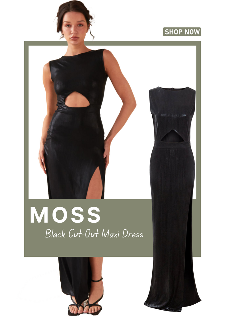 Moss black cut-out maxi dress
