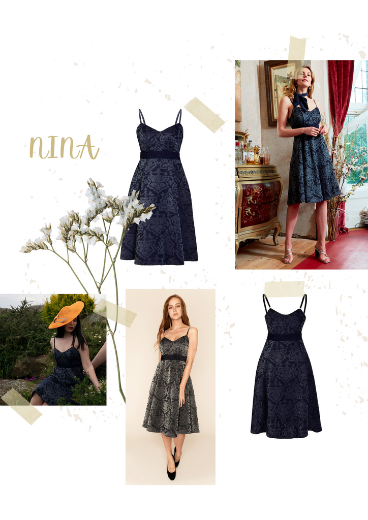 NINA navy skater dress