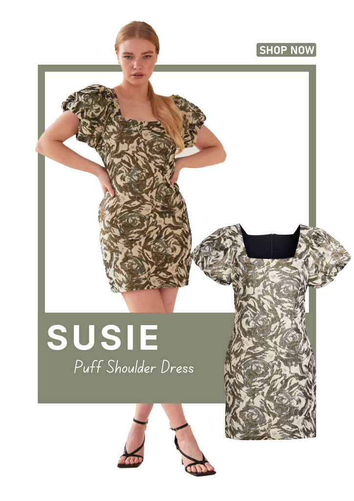 Susie puff shoulder metallic mini dress