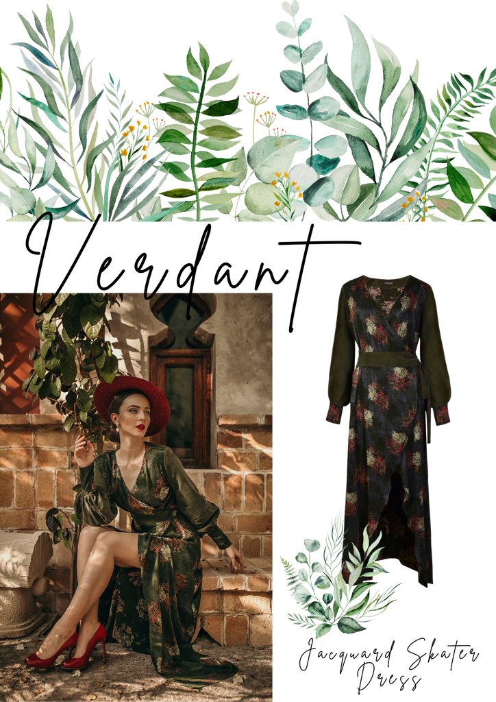 Verdant jacquard wrap dress