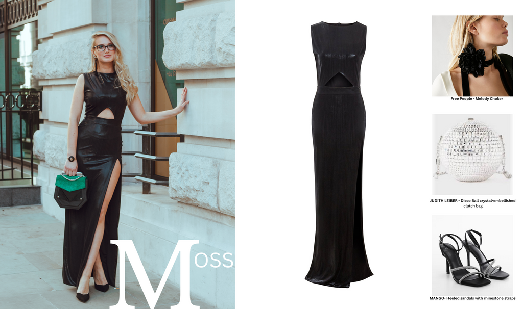 MOSS high shine cut out black dress