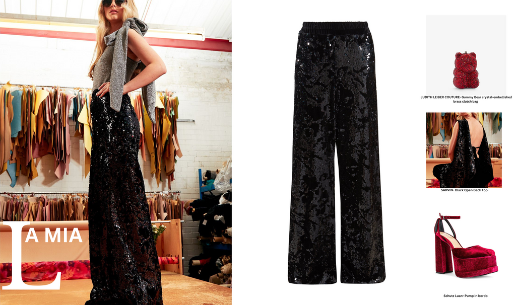 LA MIA wide leg sparkle trousers