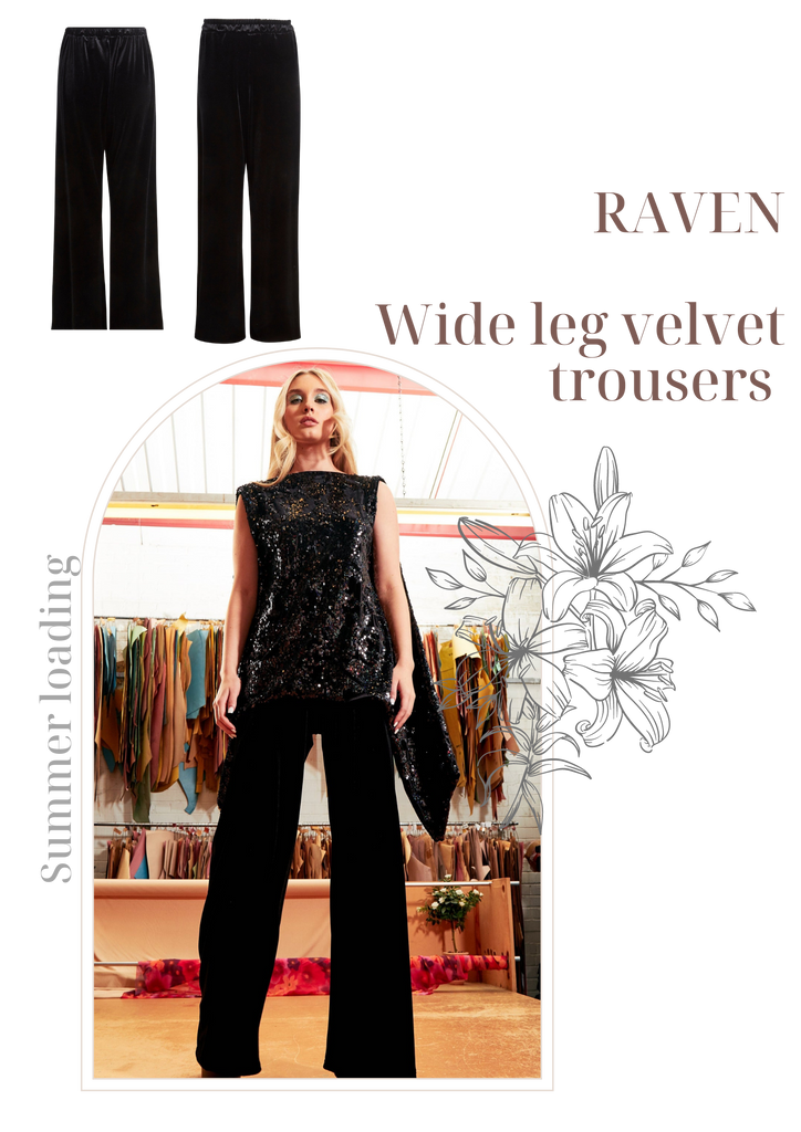 Raven wide leg velvet trousers