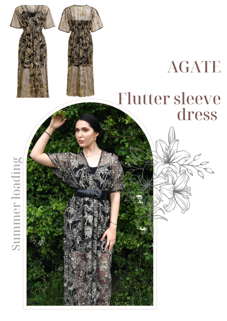 Agate Flutter sleeve dress