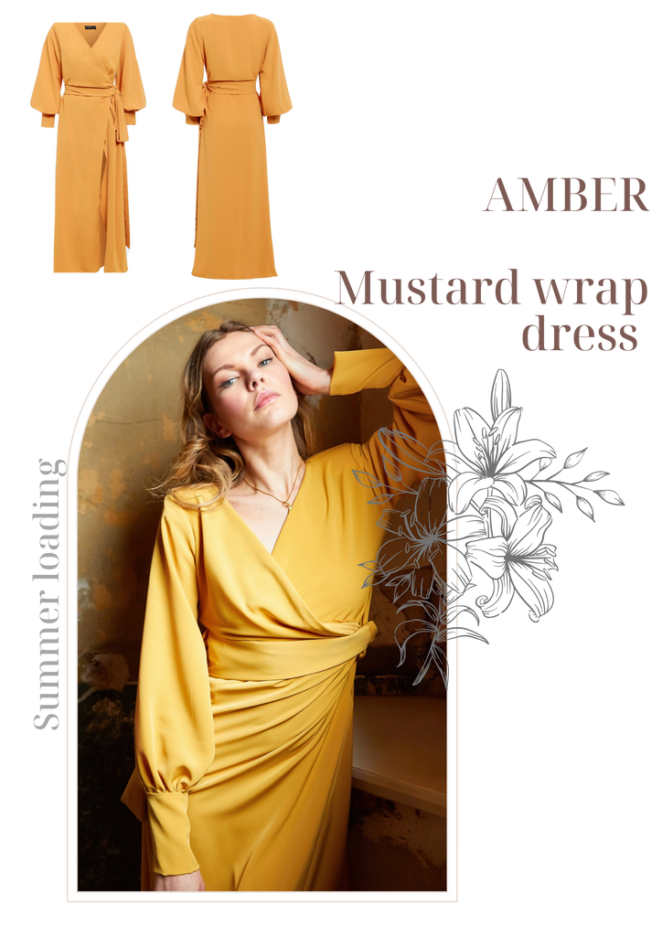 Amber mustard wrap dress