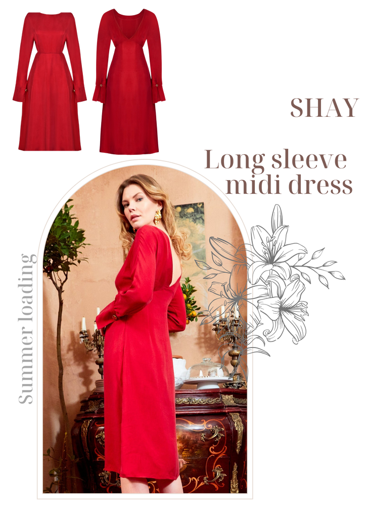 Shay backless red long sleeved dress