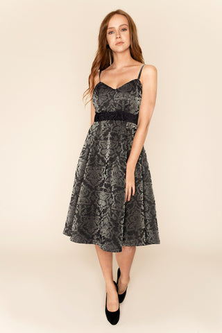 NINA - SWEETHEART NECKLINE JACQUARD MIDI DRESS