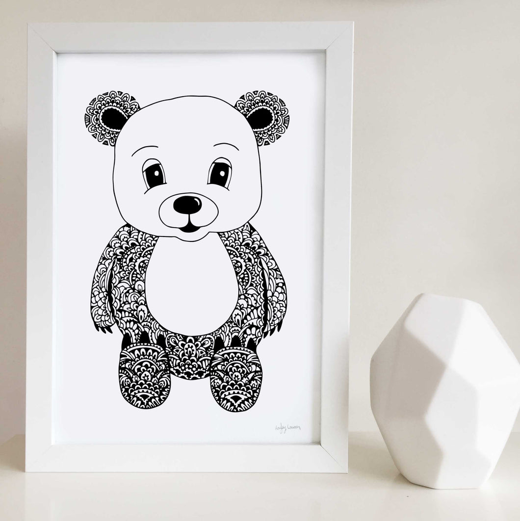 Barry The Bear Nursery Or Kids Bedroom Wall Art Print