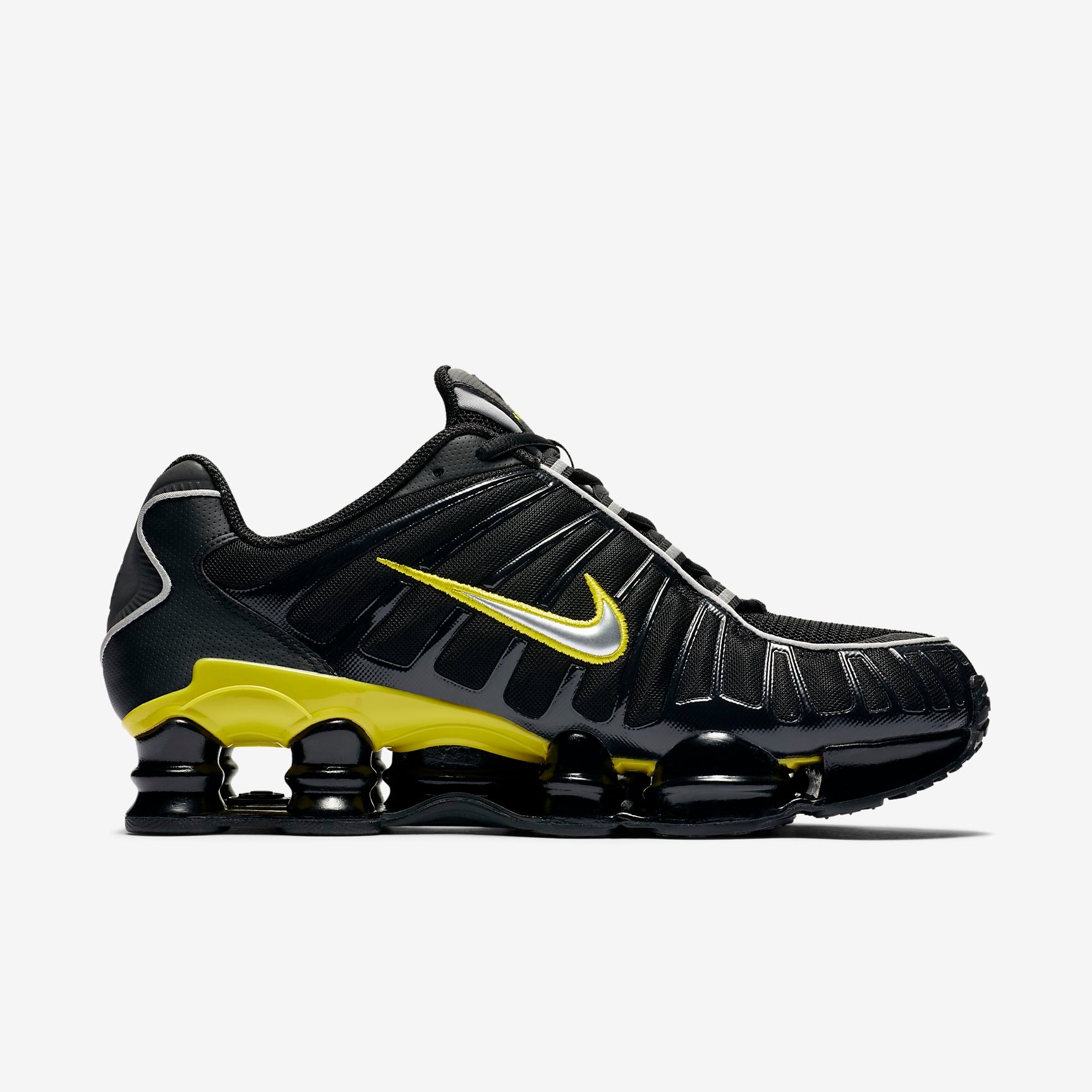 black and yellow nike shox