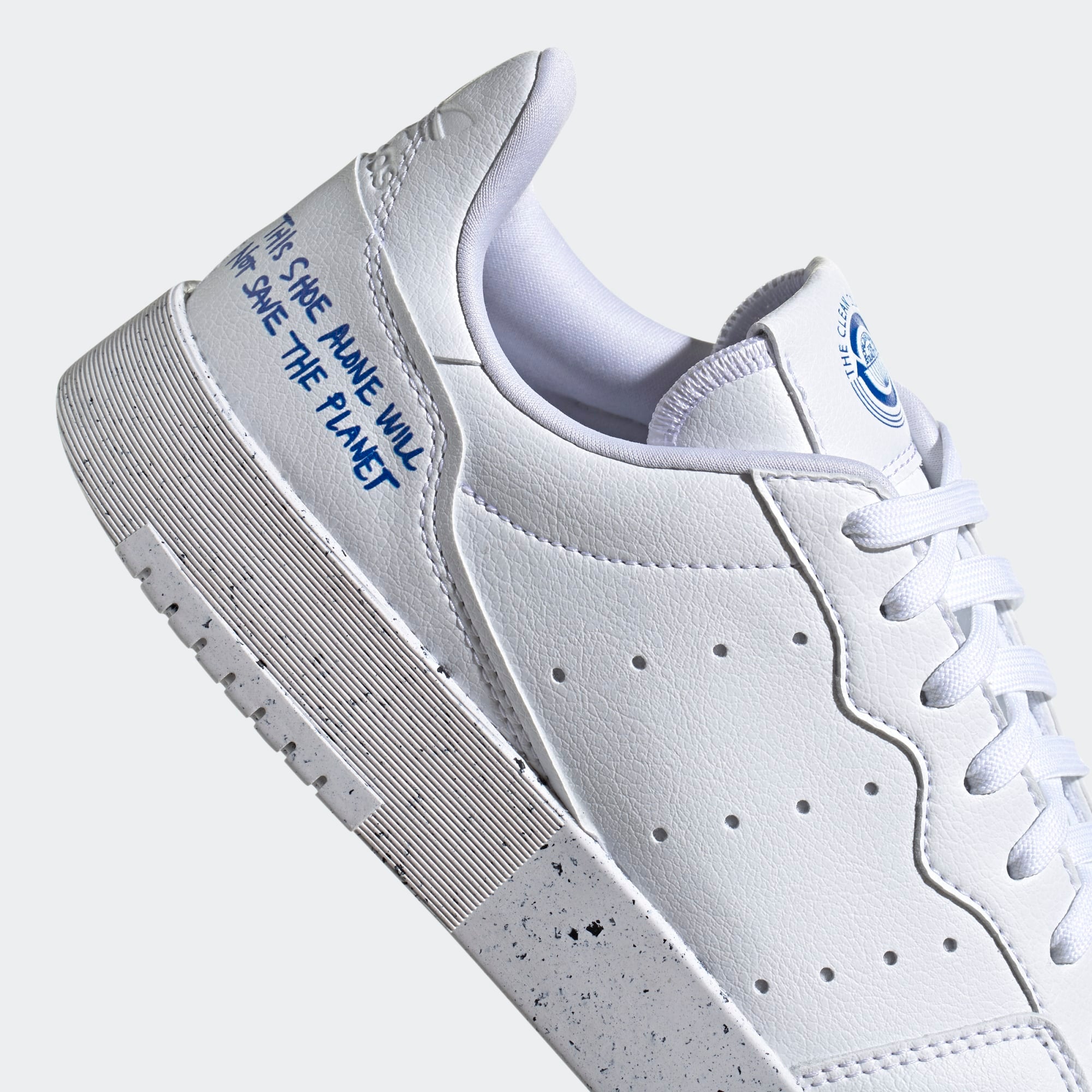 Adidas Originals Supercourt Vegan Shoes in White / Blue [FU9728] Find Your Sole