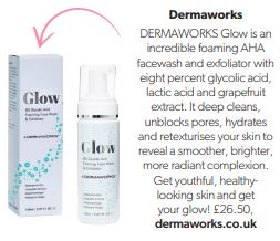 health and wellbeing magazine's verdict on dermaworks glow face wash