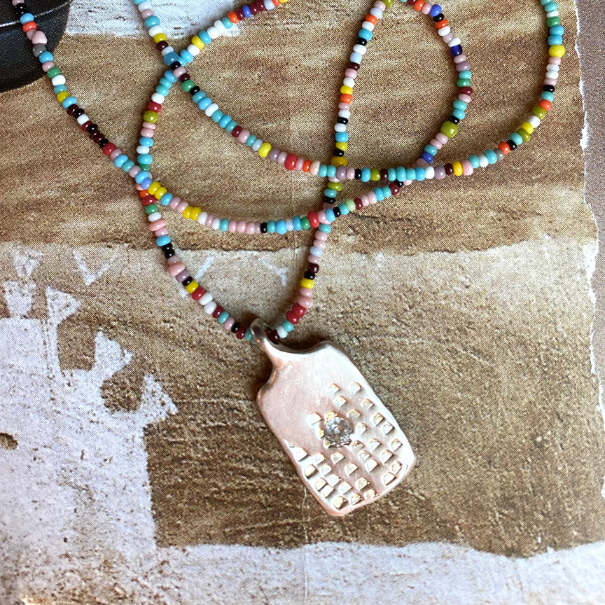 Textured Tag Necklace on Popsicle Beads - INSTA284nlsmc