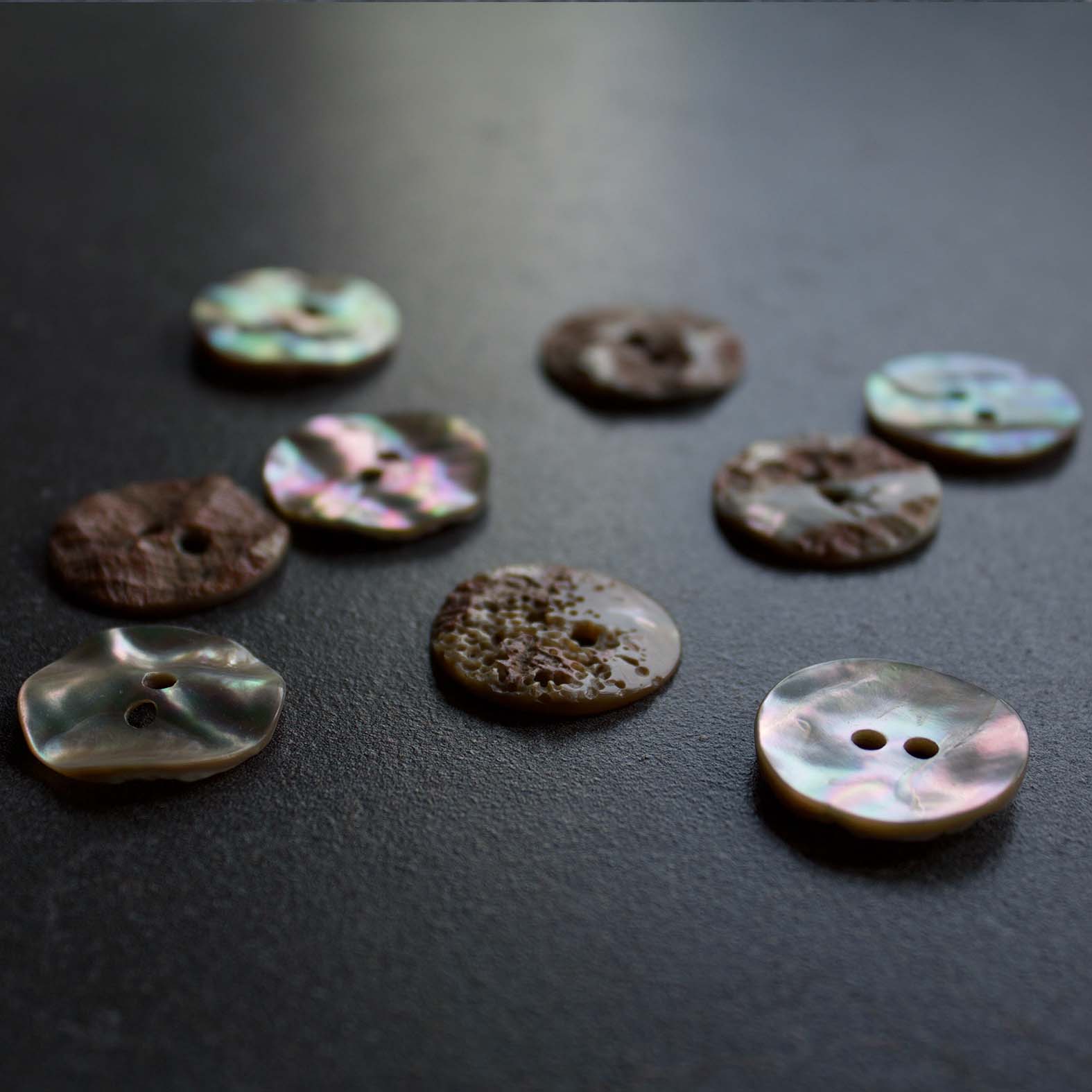 Mother of Pearl Buttons – Brown - Stonemountain & Daughter Fabrics