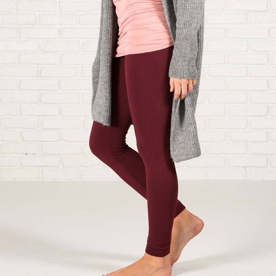 maroon fleece lined leggings