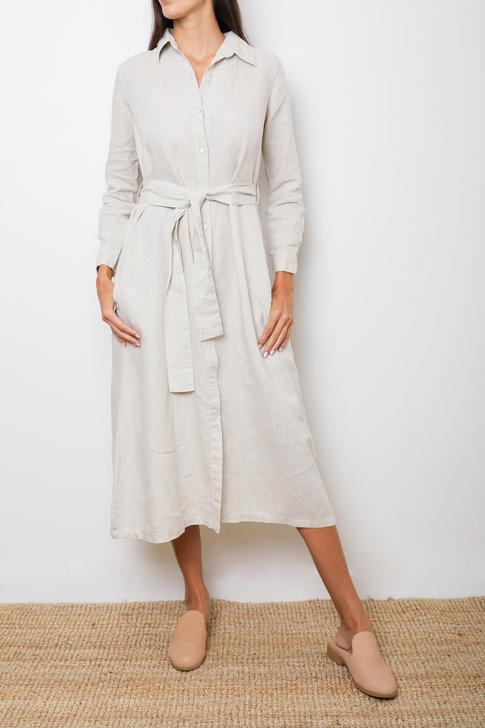 long sleeve linen shirt dress