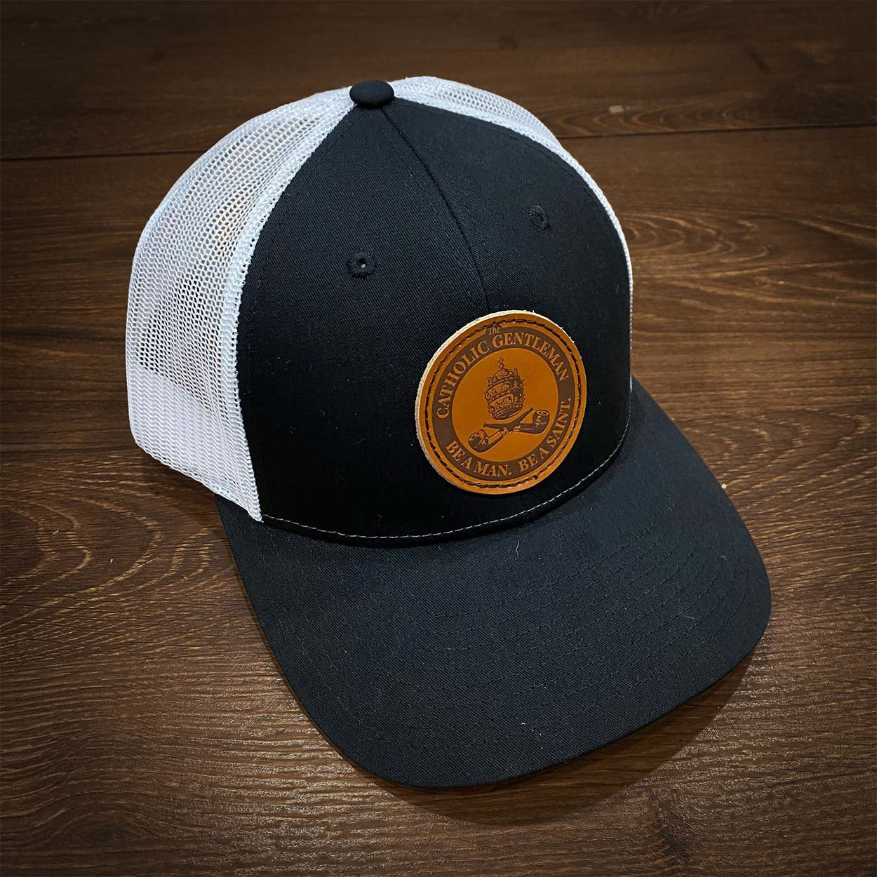 Leather Patch Hat - Black/White