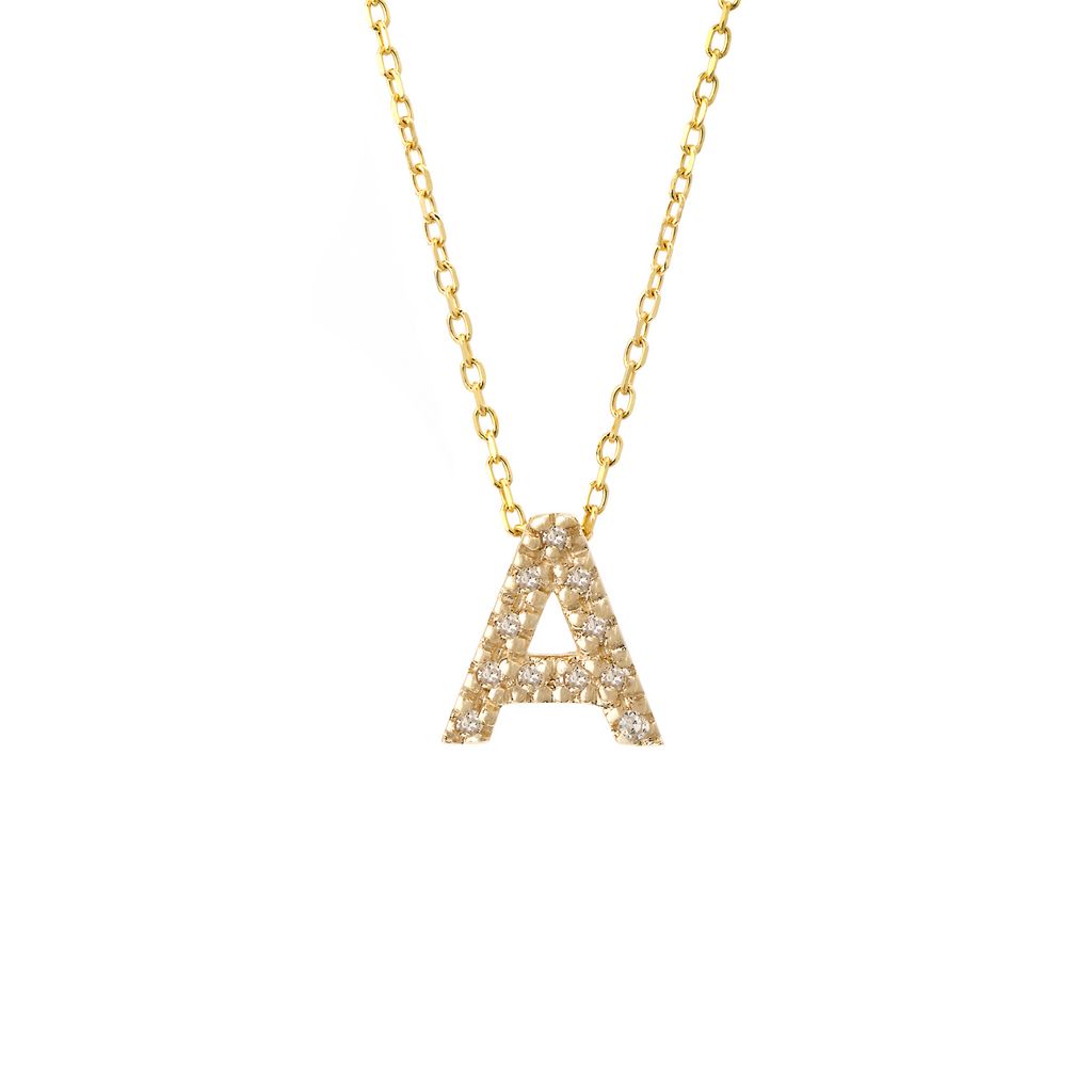 Block Initial & Diamond Asymmetrical Necklace – Mel Spivak