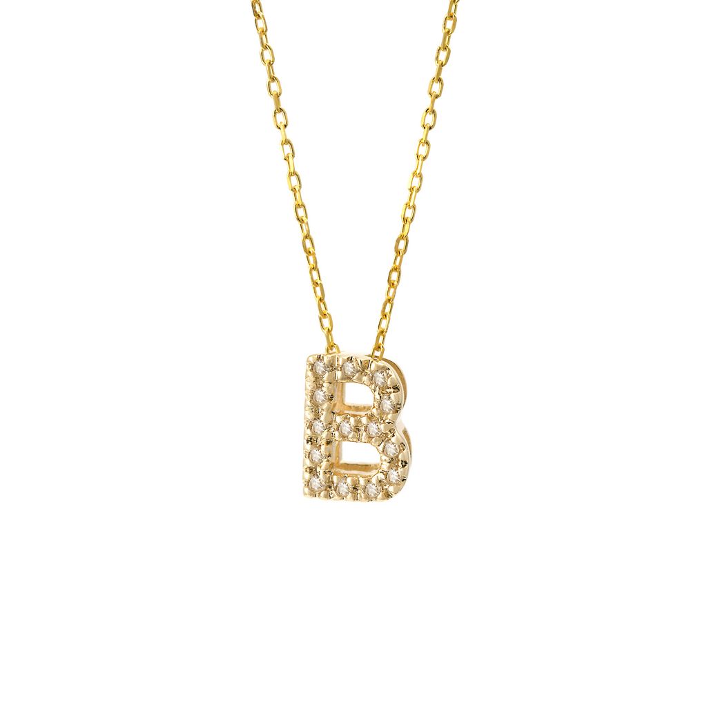 Asymmetrical Single Small Block Initial Necklace with Bezel