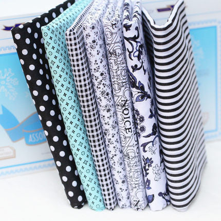 7 Piece Lot Patchwork Fabric (10″X10″) Black Collection