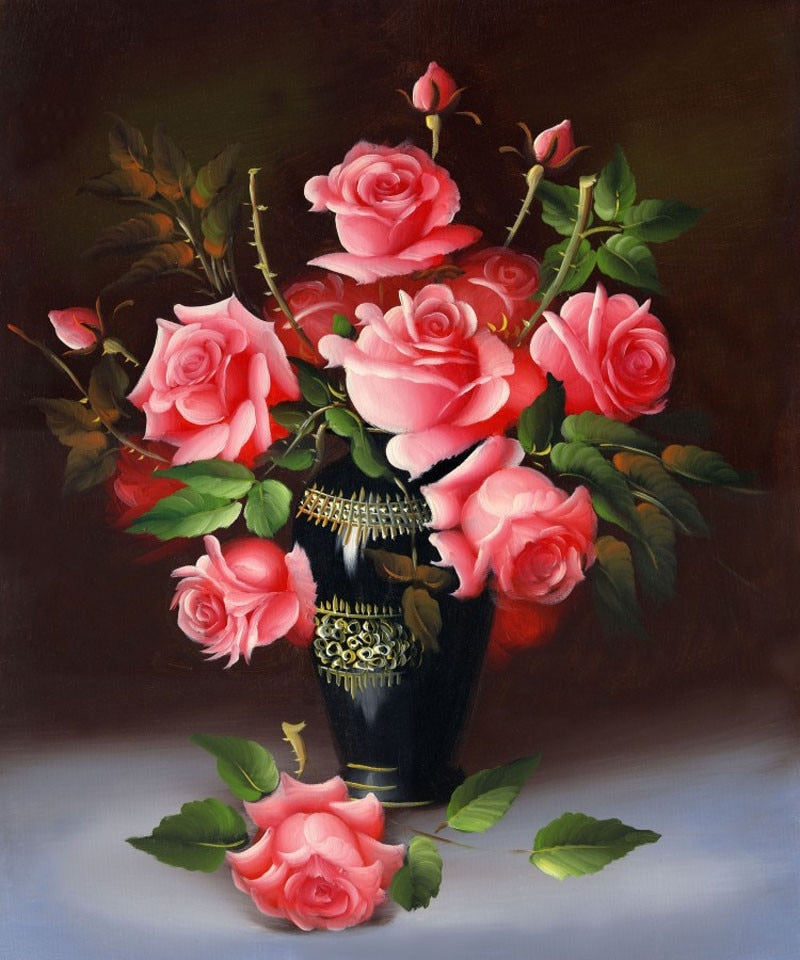 3D Diamond Painting Cross Stitch Red Rose Floral Vase – QuiltsSupply