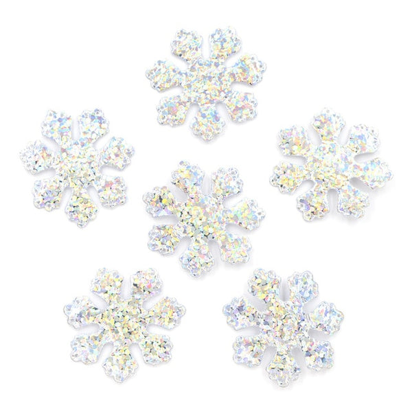 120Pcs Glitter Silver Snowflake Cloth Appliques – QuiltsSupply