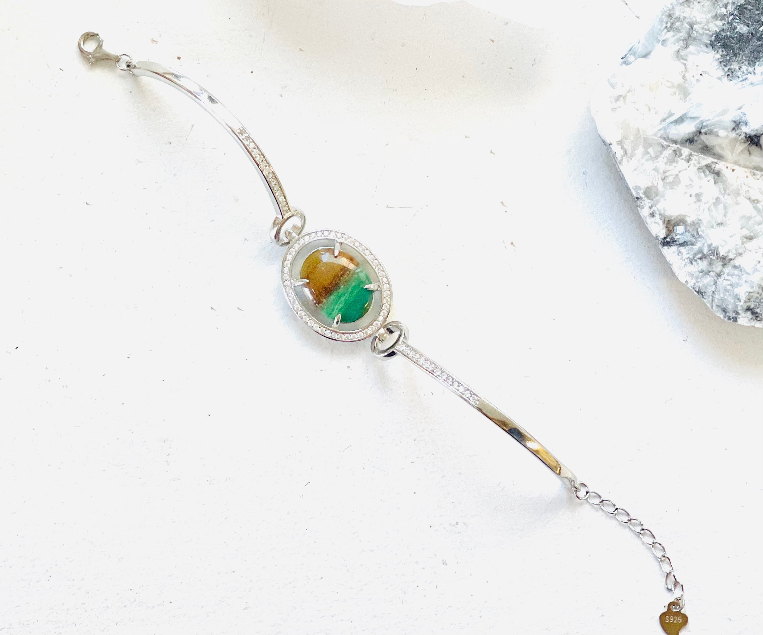 Bracelet cuff style with opalized wood
