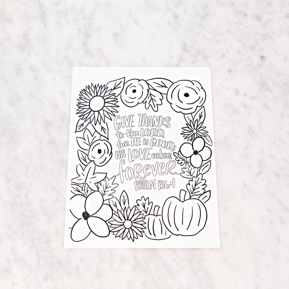 Psalm 136:1 Thanksgiving Coloring Sheet – Golden Thread, Inc.