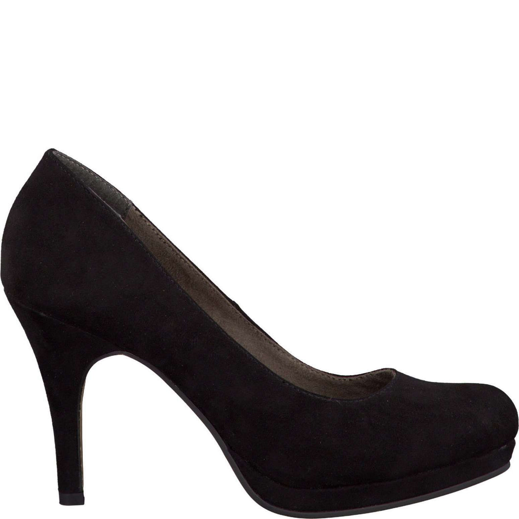 black heeled court shoes