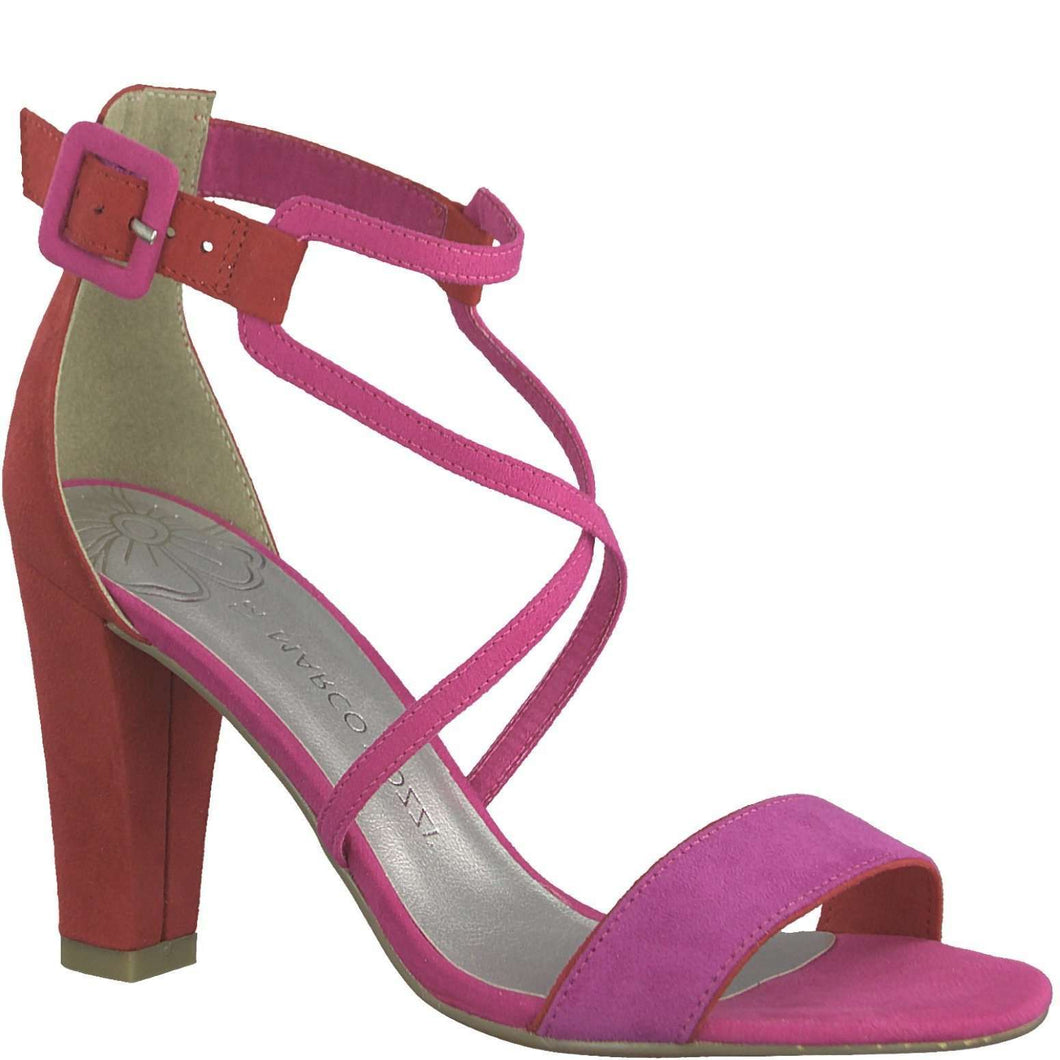 pink ankle strap block heels