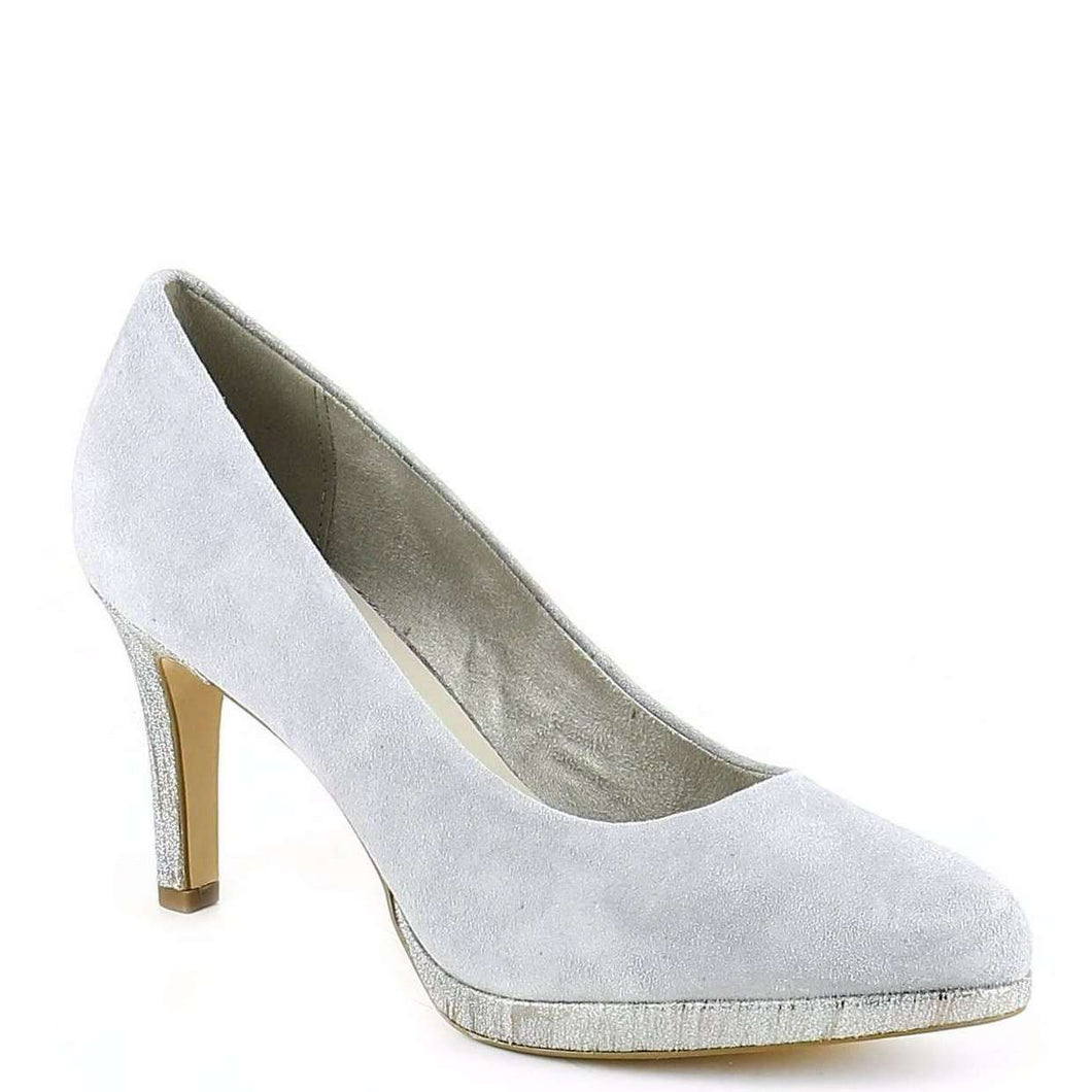 grey pointed court shoes