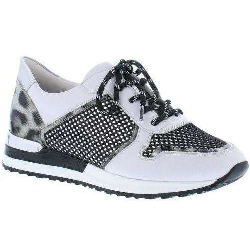 white and leopard trainers