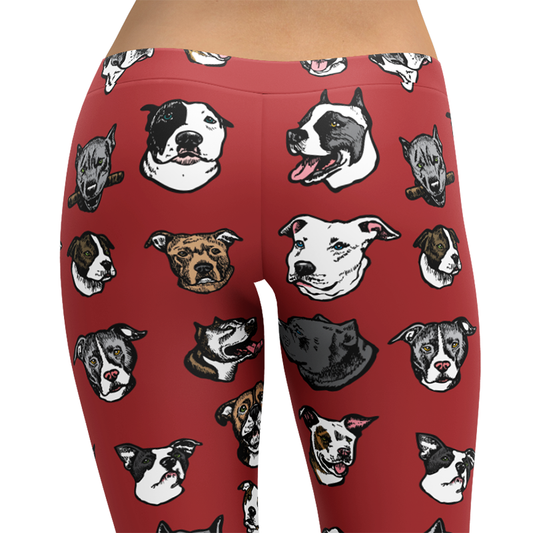 Pitbull Dog Art Illustration Pattern on Leggings - Colorful, Bright – –  Rockin Da Dogs