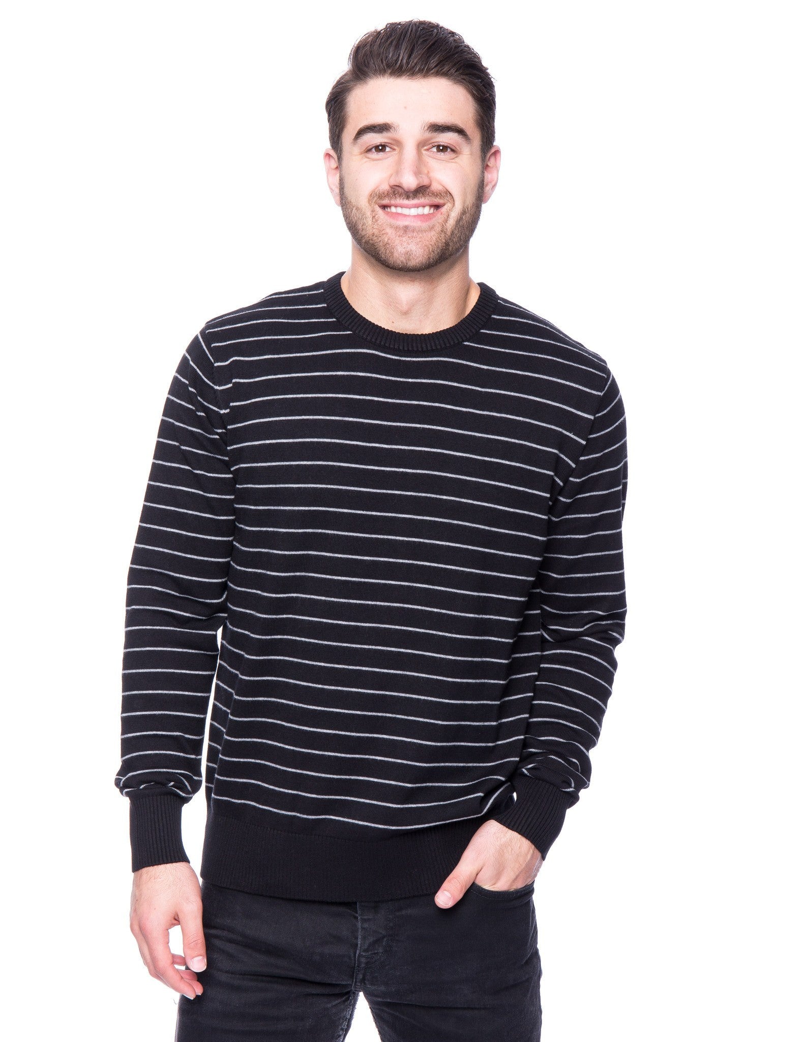 mens black cotton crew neck sweater