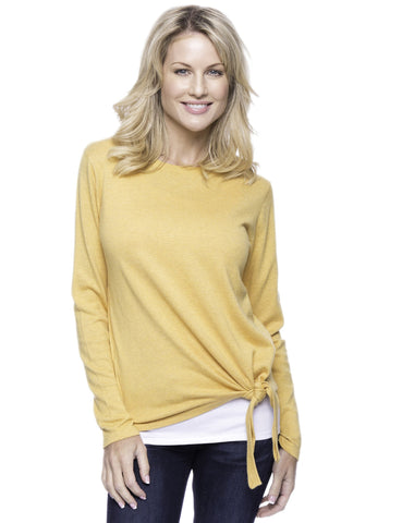 Tocco Reale Women's Premium Cotton Crew Neck Sweater - Mustard