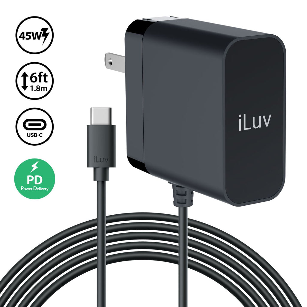 45W Fast Wall Charger with 6ft USB-C Cable – iLuv Creative Technology