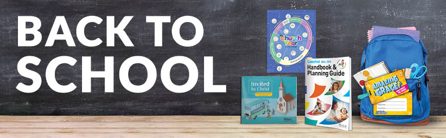 A picture showing three children's books and a backpack against a blackboard background.