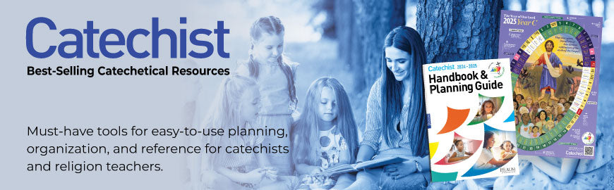 Catechist - Top Catechetical Resources - Woman and Children in Forest with Catechist Products
