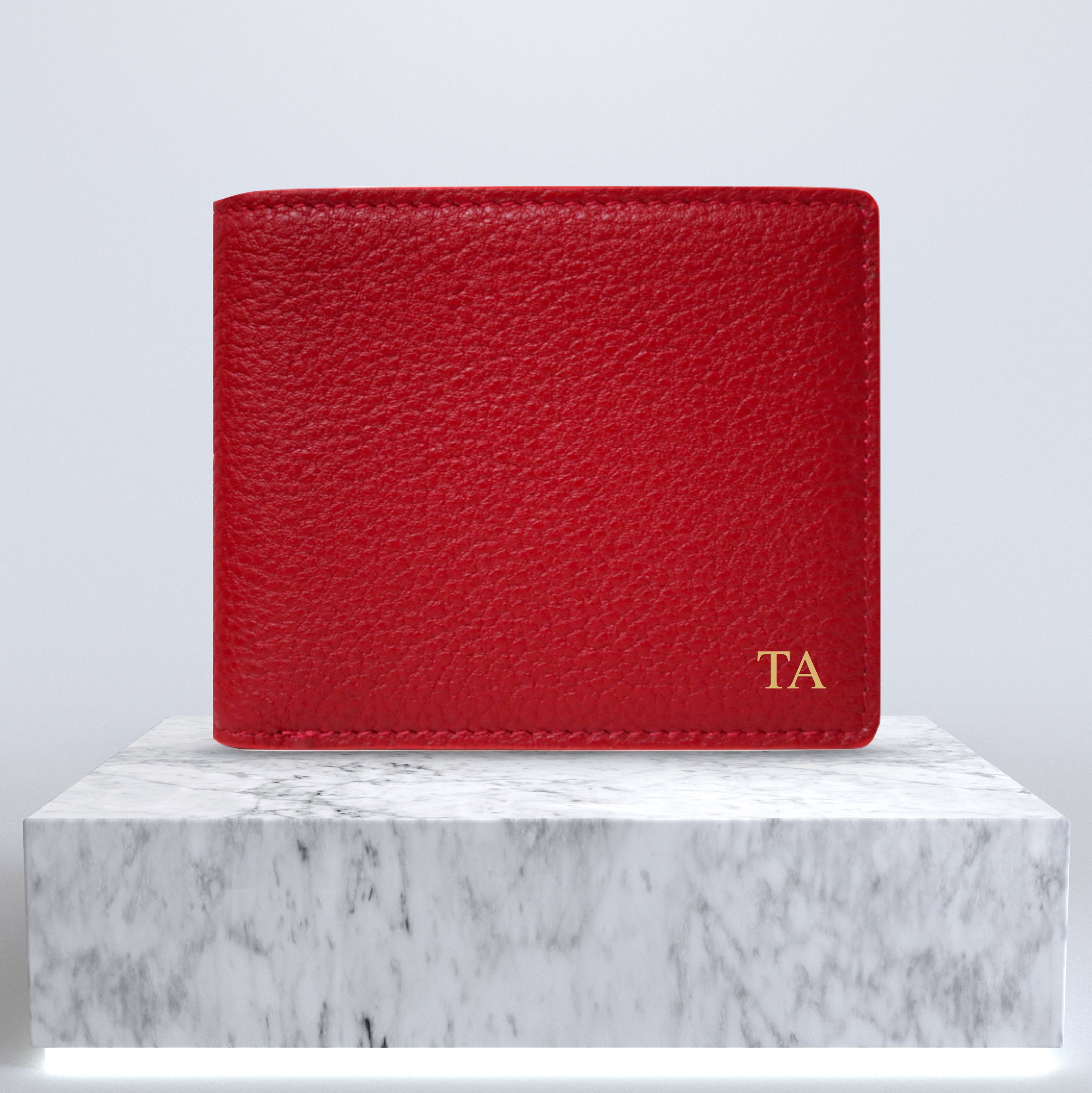 Red Pebbled Leather Bifold Wallet - Bifold Wallets - Michael Louis
