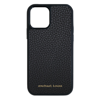 Black Pebbled Leather iPhone 12 Pro Max Case - Michael Louis – Michael ...