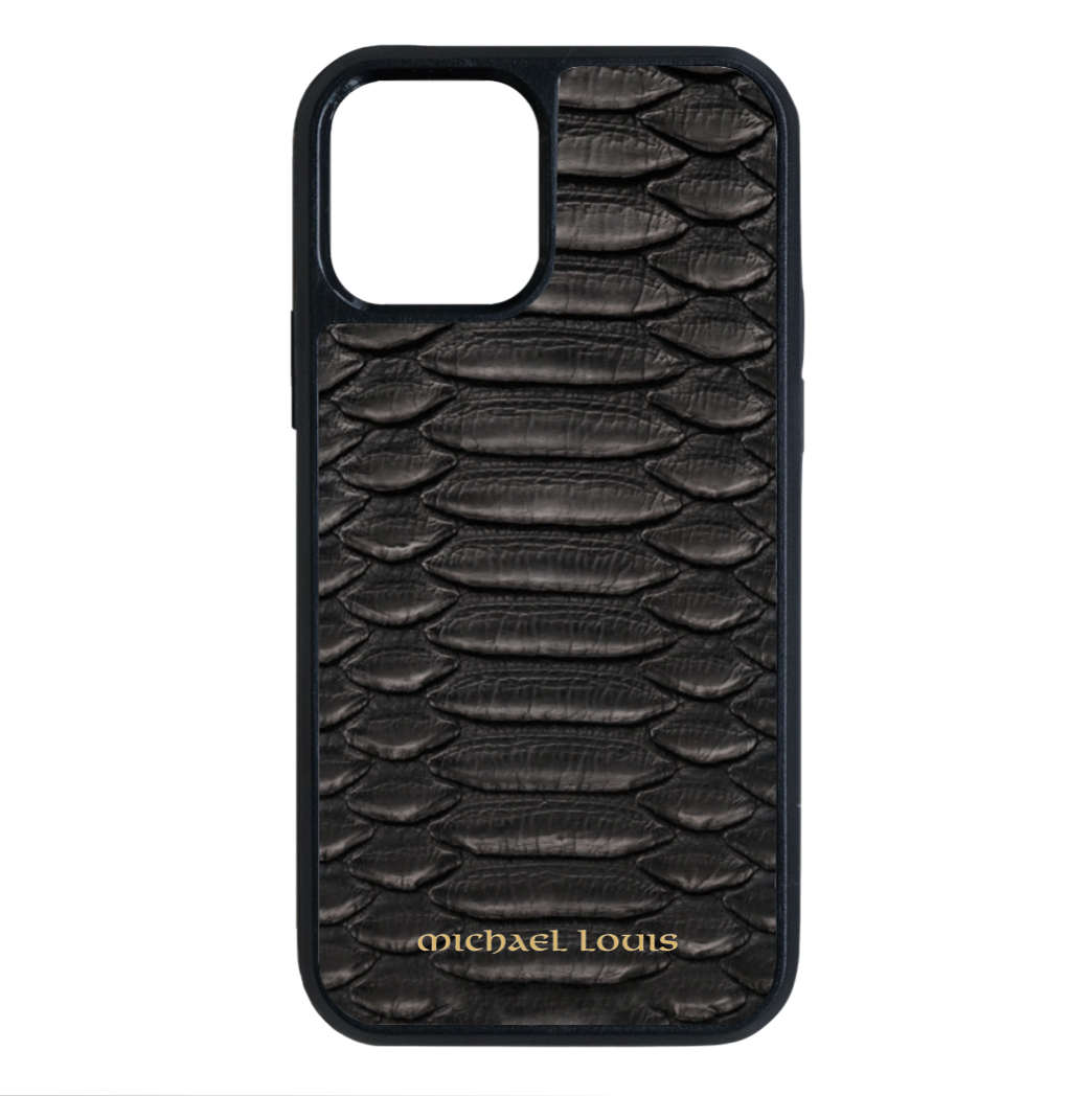 Genuine Black Python iPhone 12 / 12 Pro Case