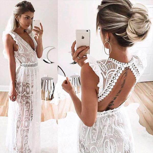 long white lace summer dress