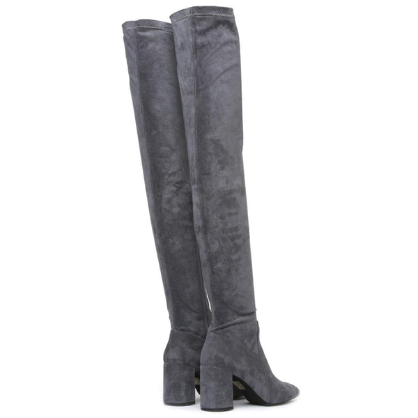 dark grey thigh high boots