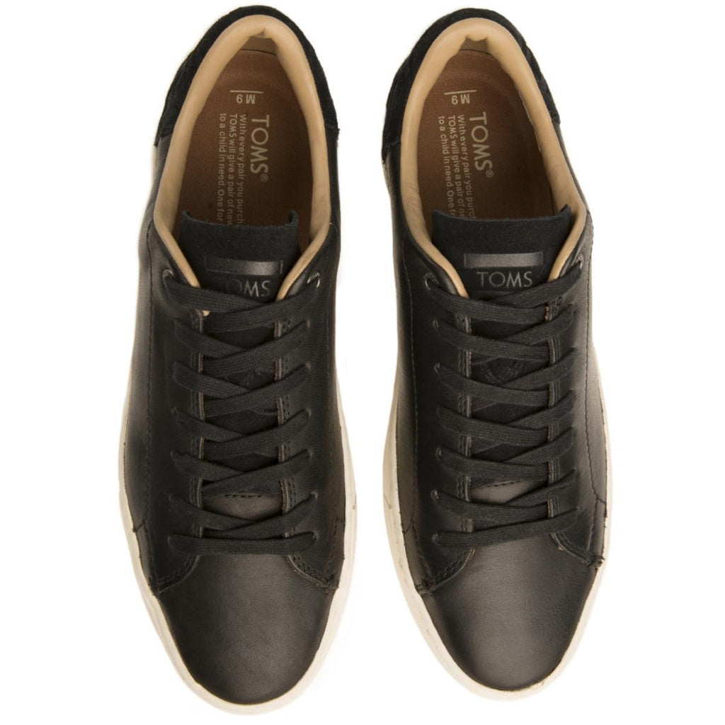 Toms Lenox Black Leather Sneakers Black – TiltedSole.com