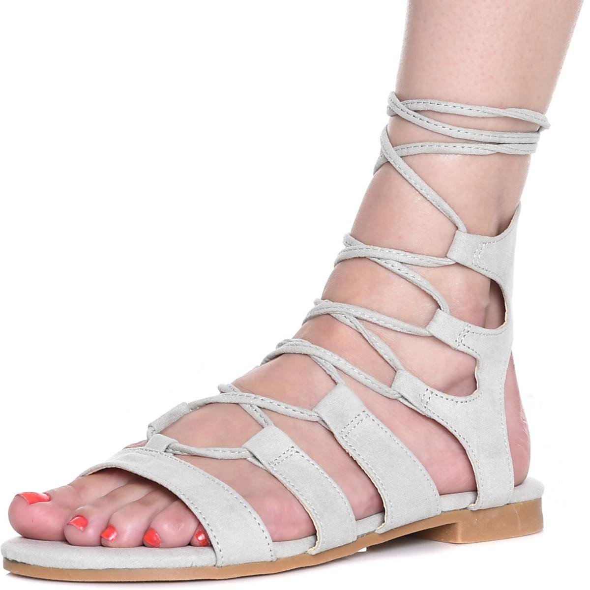 Emily-25 Lace-Up Sandal Grey