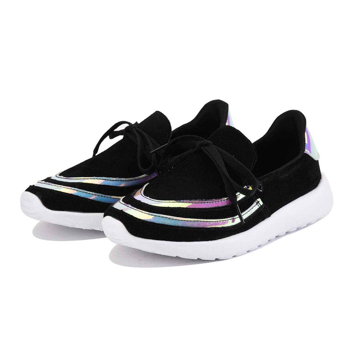 Y.R.U. for Women: Beem Hologram Black Sneaker