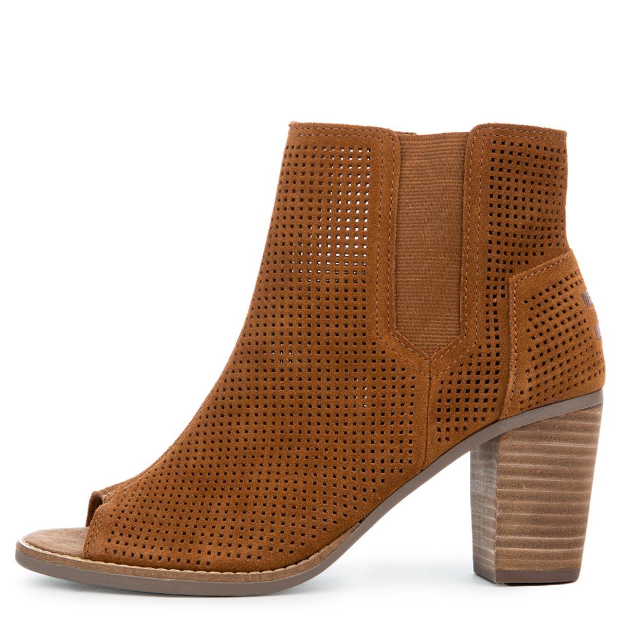 Toms Majorca Peep Toe Cinnamon Suede 