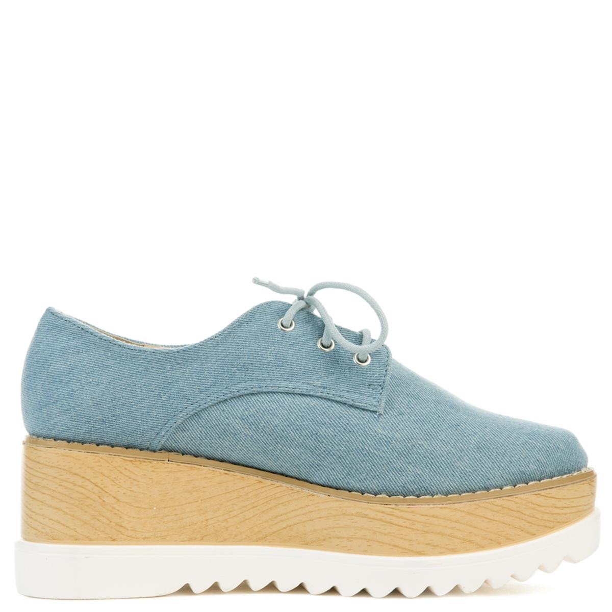 Cape Robbin Fara-2 Blue Platform Dress Shoe Denim