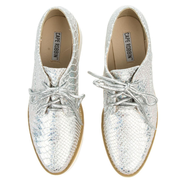 silver oxford womens shoes